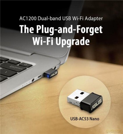 Asus Usb-Ac53 Adattatore Wifi Ac1200 Dual Band, Formato Compatto, Supporto Mu-Mimo, Adatto Per Gaming E Streaming 4k