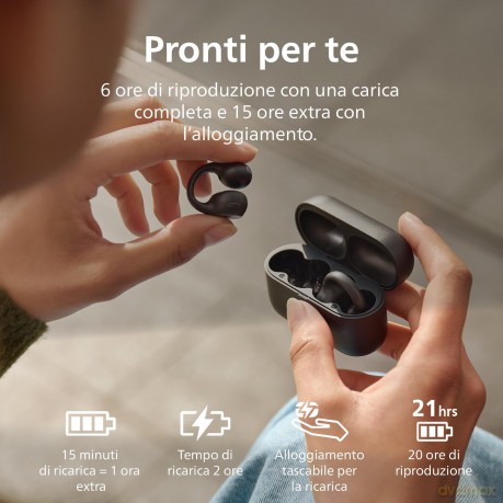 Auricolare Open Ear True Wrls Nero