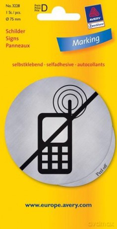 Naklejka Metaliczna - Zakaz Używania Telefonów Komórkowych [SZKOŁA]