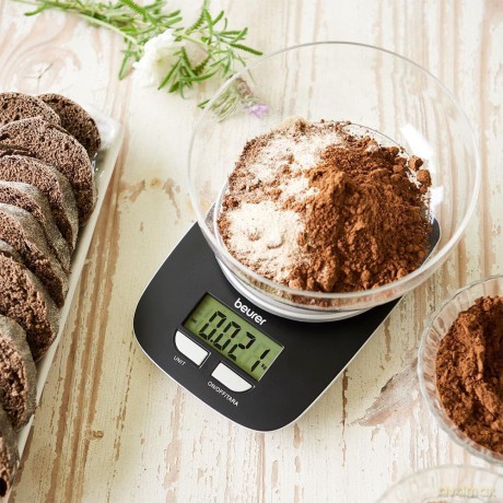 Beurer Ks 25 Bilancia Da Cucina Digitale Con Portata 3 Kg, Display Lcd Retroilluminato, Funzione Tara E Contenitore Removibile Da 1.2 L