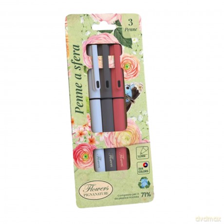 Bl3 Penne Flowers-Nero/Rosso/Blu