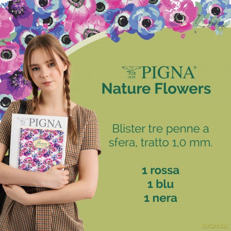 Bl3 Penne Flowers-Nero/Rosso/Blu
