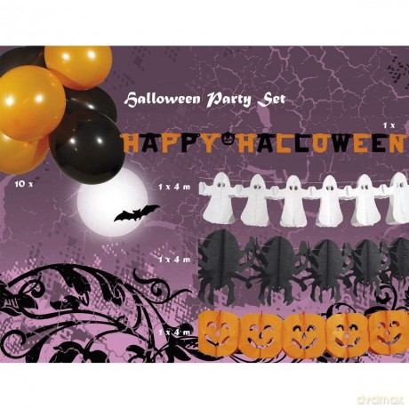 Boland 74588 Halloween Party Set, Arancione/Nero/Bianco