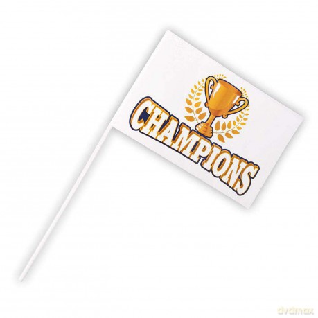 Boland: Pc. Pe Hand Flag 'Champions' 17x25cm/40cm Stick