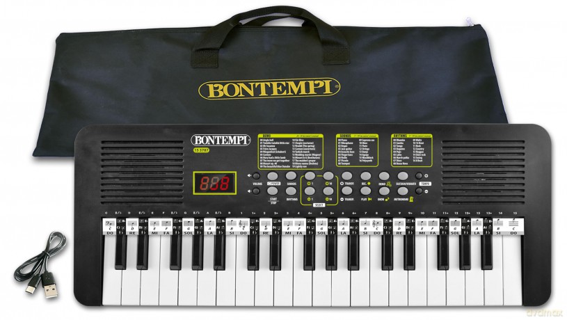Bontempi 15 3787: Tastiera Scuola A 37 Tasti Passo Medio, Cavo Alimentazione, Display Lcd, Borsa Per T