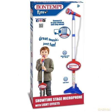 Bontempi 40 0710: Microfono Da Palcoscenico Con Connessione Mp3, Effetti Luminosi E Vano Porta Smartph