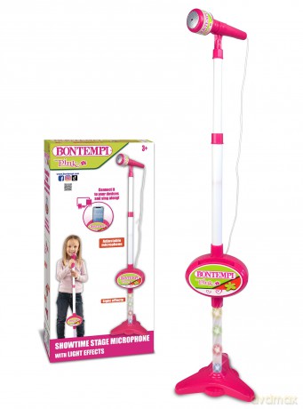 Bontempi 40 0771: Microfono Da Palcoscenico Con Connessione Mp3, Effetti Luminosi E Vano Porta Smartph