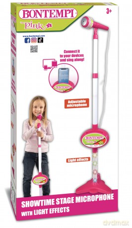 Bontempi 40 0771: Microfono Da Palcoscenico Con Connessione Mp3, Effetti Luminosi E Vano Porta Smartph