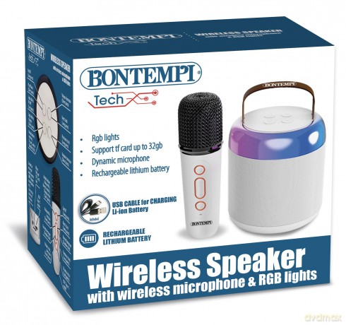 Bontempi 49 0210: Amplificatore Wireless Con Microfono Wireless Ed Effetti Luminosi