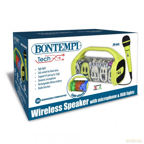 Bontempi 49 0230: Amplificatore Wireless Con Microfono Dinamico, Effetti Luminosi, Funzione Tws Ed Eff