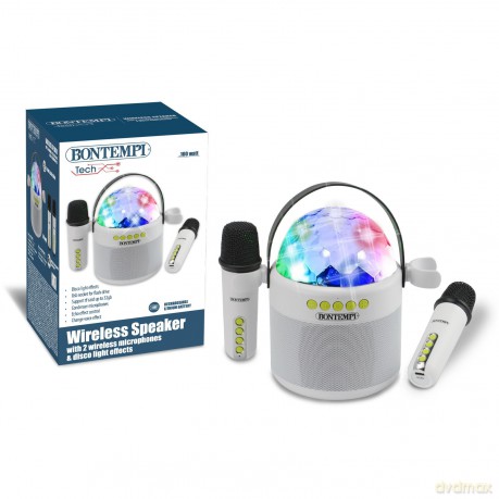 Bontempi 49 0250: Amplificatore Wireless Con 2 Microfono Wireless E Disco Ball Con Effetti Luminosi