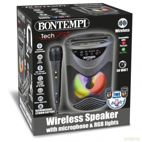 Bontempi 49 1010: Amplificatore Wireless Con Microfono Dinamico, Effetti Luminosi Ed Effetto Eco