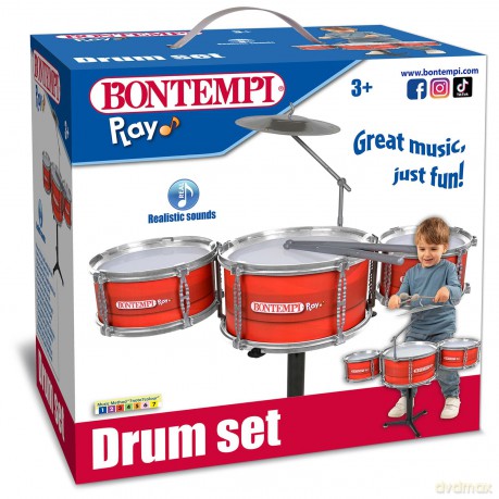 Bontempi 51 3340: Drum Set Con 3 Tamburi E Piatti