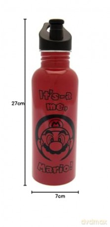 Borraccia Metallica Super Mario It's a Me Tappo Plastica