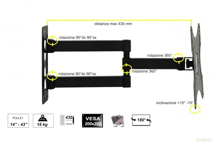 Braccio 3 Snodi Tv 14-43"