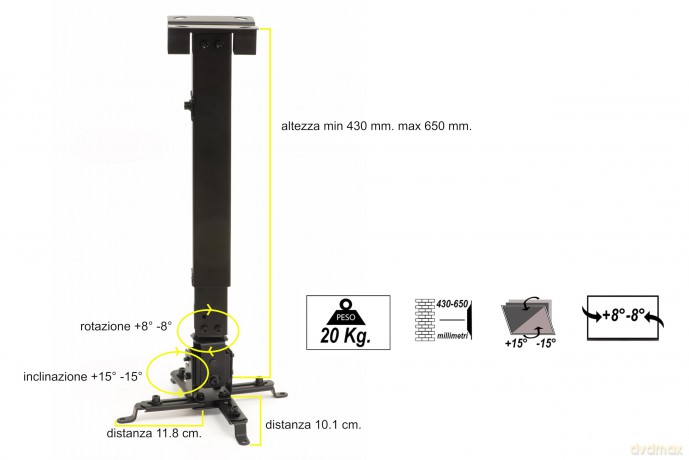 Braccio Supporto Muro Soffitto