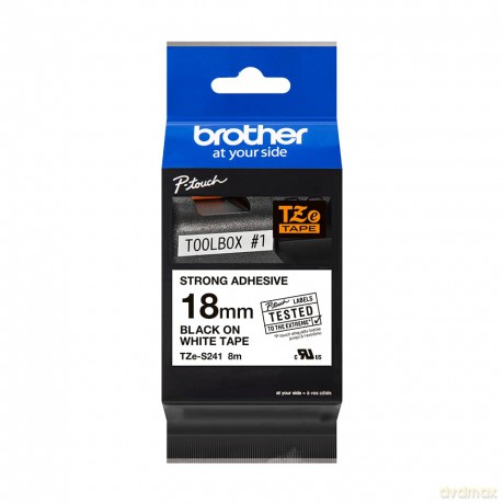 Brother 321879 Nastro Etichettatura Laminata, 18 Mm X 8 M, Nero Su Bianco