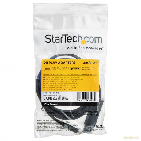 Cable/-/Usb C/To/Dp 1.4/-/6.6ft - 8k 30