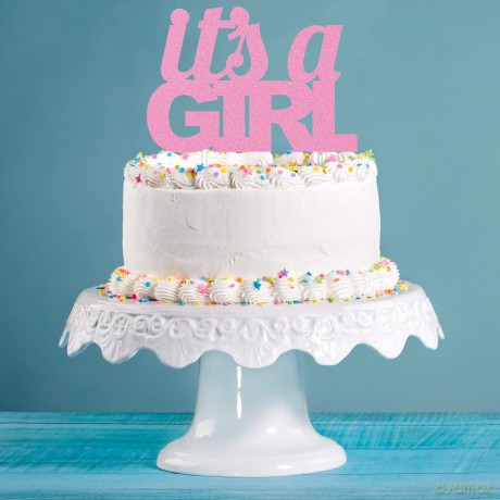 Cake Topper 12/1 Pink Girl Glitter Qs