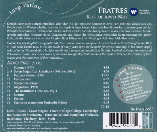 Various Artists: Fratres: Best Of Arvo Part [CD]