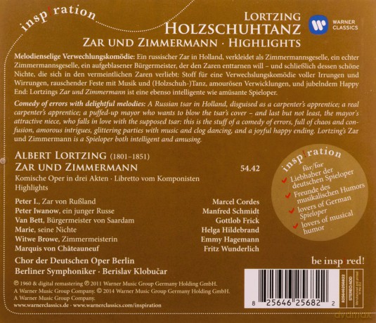 Wunderlich/Hildebrandt/Frick/Cordes: Holzschuhtanz: Zar Und Zimmermann - Highlights [CD]