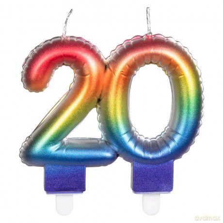 Candle Shape Of A Foil Balloon '20' With Holder