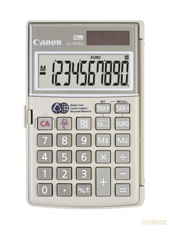 Canon Ls-10teg 10 Digit Handheld Calculator With Tax And Euro Currency Functions - White