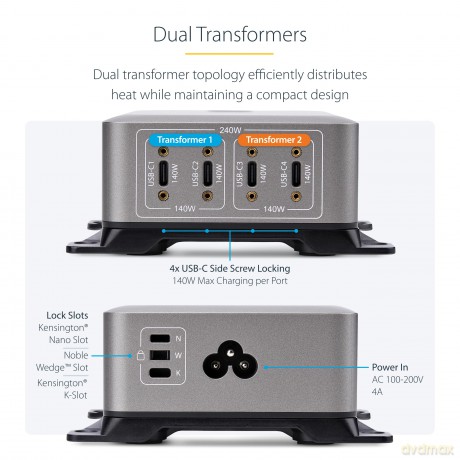 Caricatore Usb-C 4 Porte, 240w