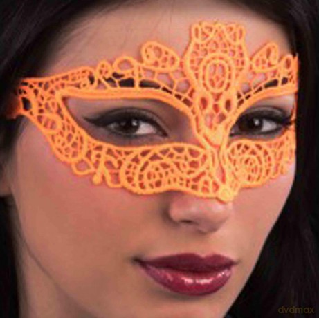 Carnival Toys 1759: Maschera Arancione Fluo In Tessuto Macrame'