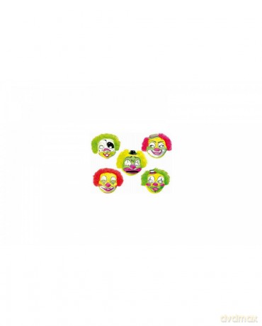 Carnival Toys 242 - Maschera Clown In Plastica Con Capelli Fluo (Assortimento)
