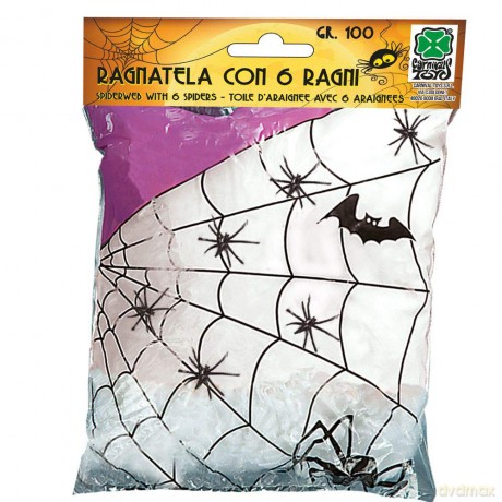 Carnival Toys 6461: Ragnatela Bianca C/6 Ragni Gr.100 Ca.