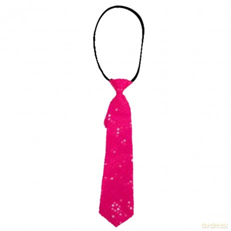 Carnival Toys: 3833: Cravatta In Raso E Paillettes Rosa Fluo C/Elastico
