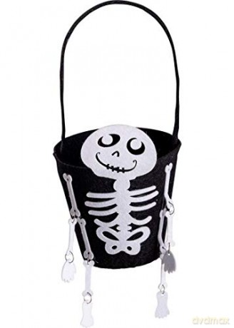 Carnival Toys: Borsa Secchiello Scheletro In Feltro H.Cm.30 Ca. Con Cartellino/Etichett