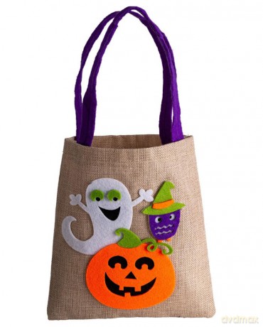 Carnival Toys: Borsina Halloween In Juta Con Fantasma H.Cm.40x21 Ca. Con Cartellino/Etichetta