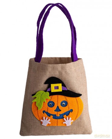 Carnival Toys: Borsina Halloween In Juta Con Zucca H.Cm.40x21 Ca. Con Cartellino/Etichetta