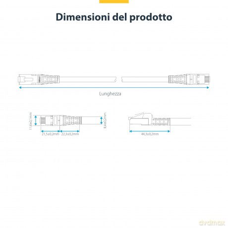 Cavo Ethernet Cat8 Blu Da 2m