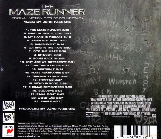 The Maze Runner soundtrack (Więzień Labiryntu) (John Paesano) [CD]