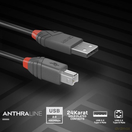 Cavo Usb 2.0 A/B Anthra Line, 0.2m