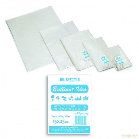 Cf 100 Sacchetti In Trasp 25x15cm