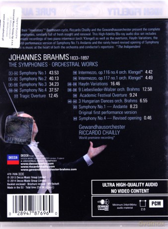 Riccardo Chailly: Brahms The Symphonies [Blu-Ray]