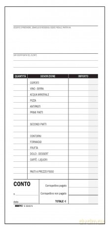 Cf10blocco Conto Ristorante 100ff