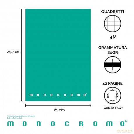 Cf10quaderni Monocr. Fluo A4 80g 4m