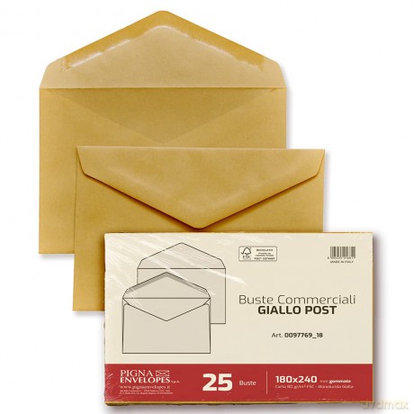 Cf25 Buste Giallo Posta 18x24 80g