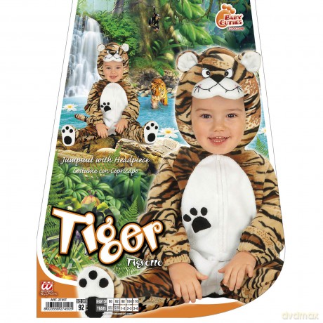 Children'S Tiger Child Jumpsuit Withheadpiece Costume For Animal Jungle Farm Fancy Dress
