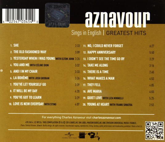 Charles Aznavour: Aznavour Sings In English Greatest Hits (PL) [CD]