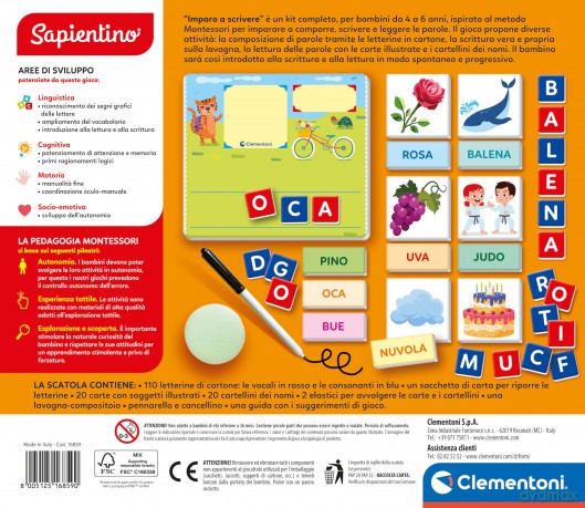 Clementoni Educativi Giochi Sapientino Montessori - Imparo A Scrivere