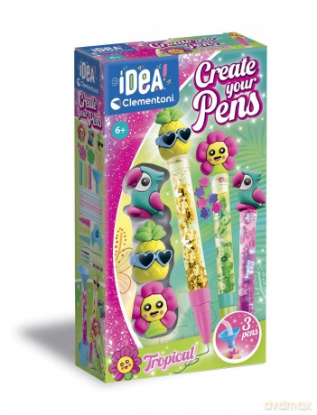 Clementoni Giochi Creativi Idea - Crea Le Tue Penne Create Your Pens Tropical Made In Italy