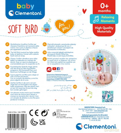 Clementoni: Baby For You Prima Infanzia Soft Bird Musical Plush
