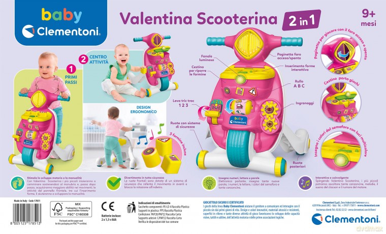 Clementoni: Baby Valentina - Scooterina 2 In 1 (Made Iin Italy)