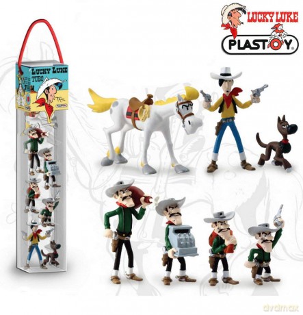 Collectible Series Tube With 7 Figures Plastoy Lucky Luke 70387